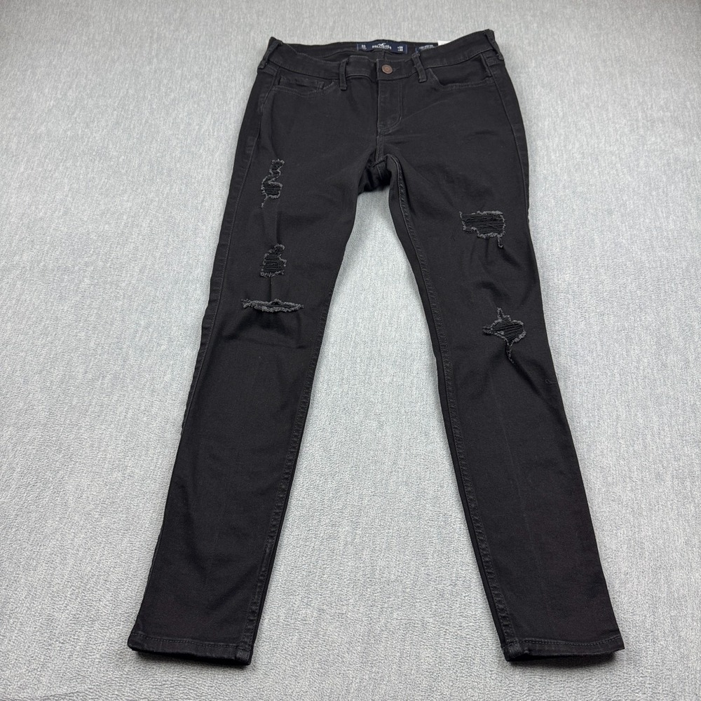 Hollister Jeans Womens 29x28 Black Low Rise Super Skinny Distressed Classic - Picture 1 of 14